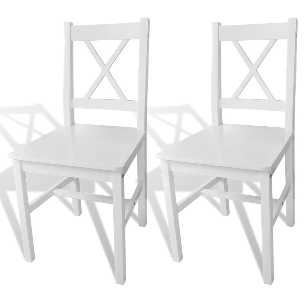 Ruokapöydän Tuolit 2 Kpl Valkoinen Mänty