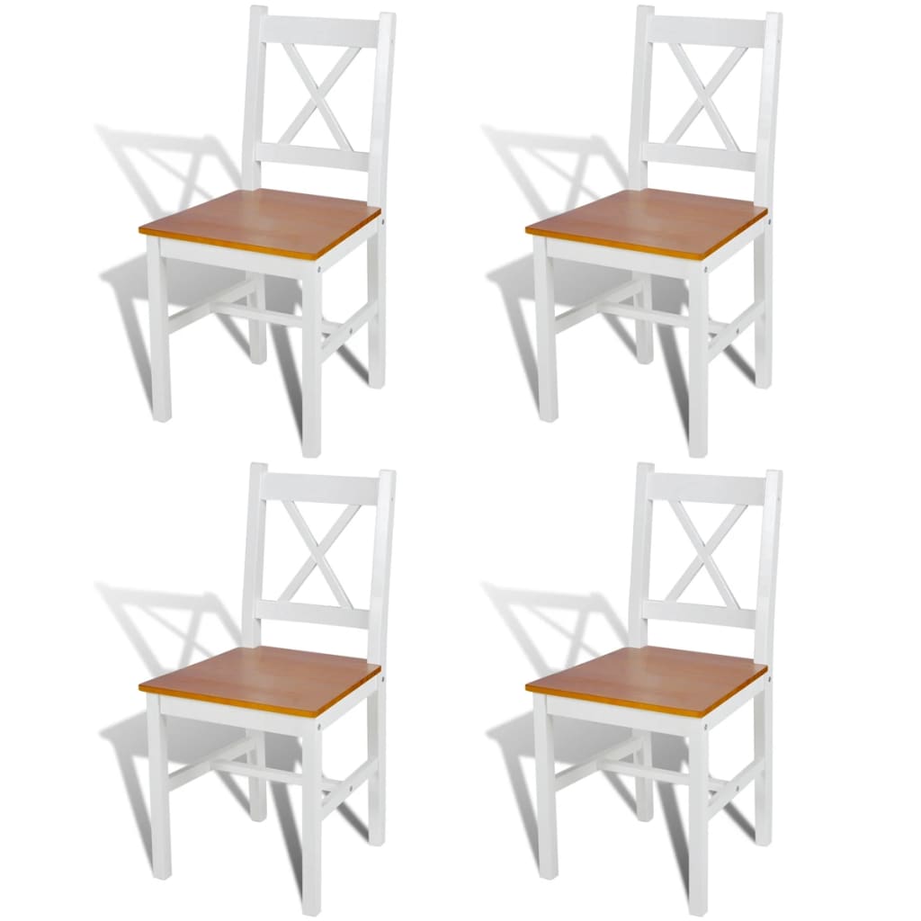Ruokapöydän Tuolit 4 Kpl Valkoinen Mänty Valkoinen ja beige