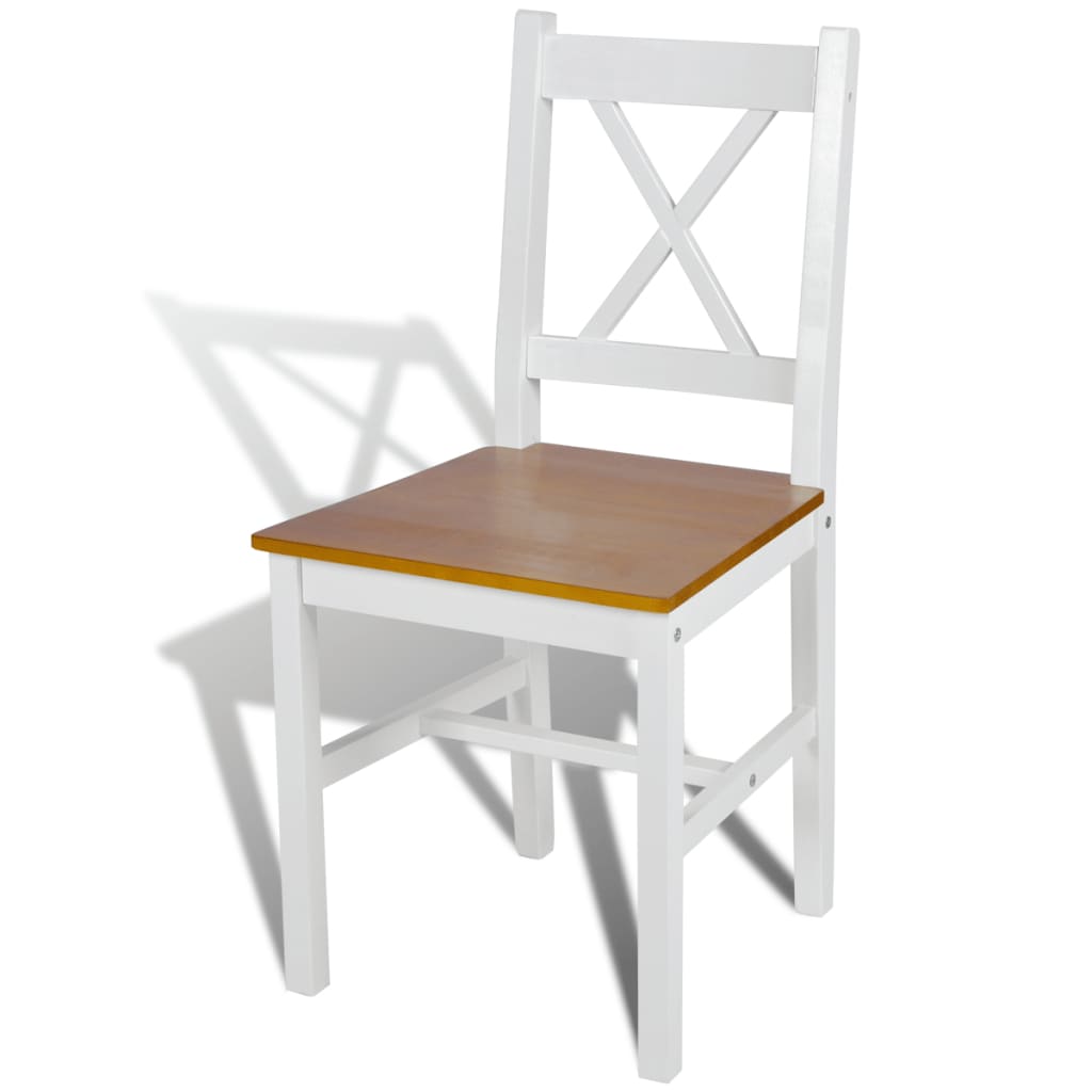 Ruokapöydän Tuolit 4 Kpl Valkoinen Mänty Valkoinen ja beige