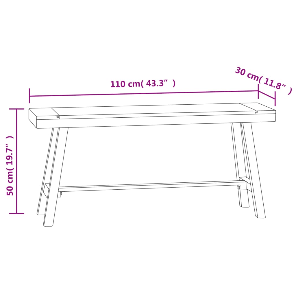 Penkki 110 cm täysi tiikki